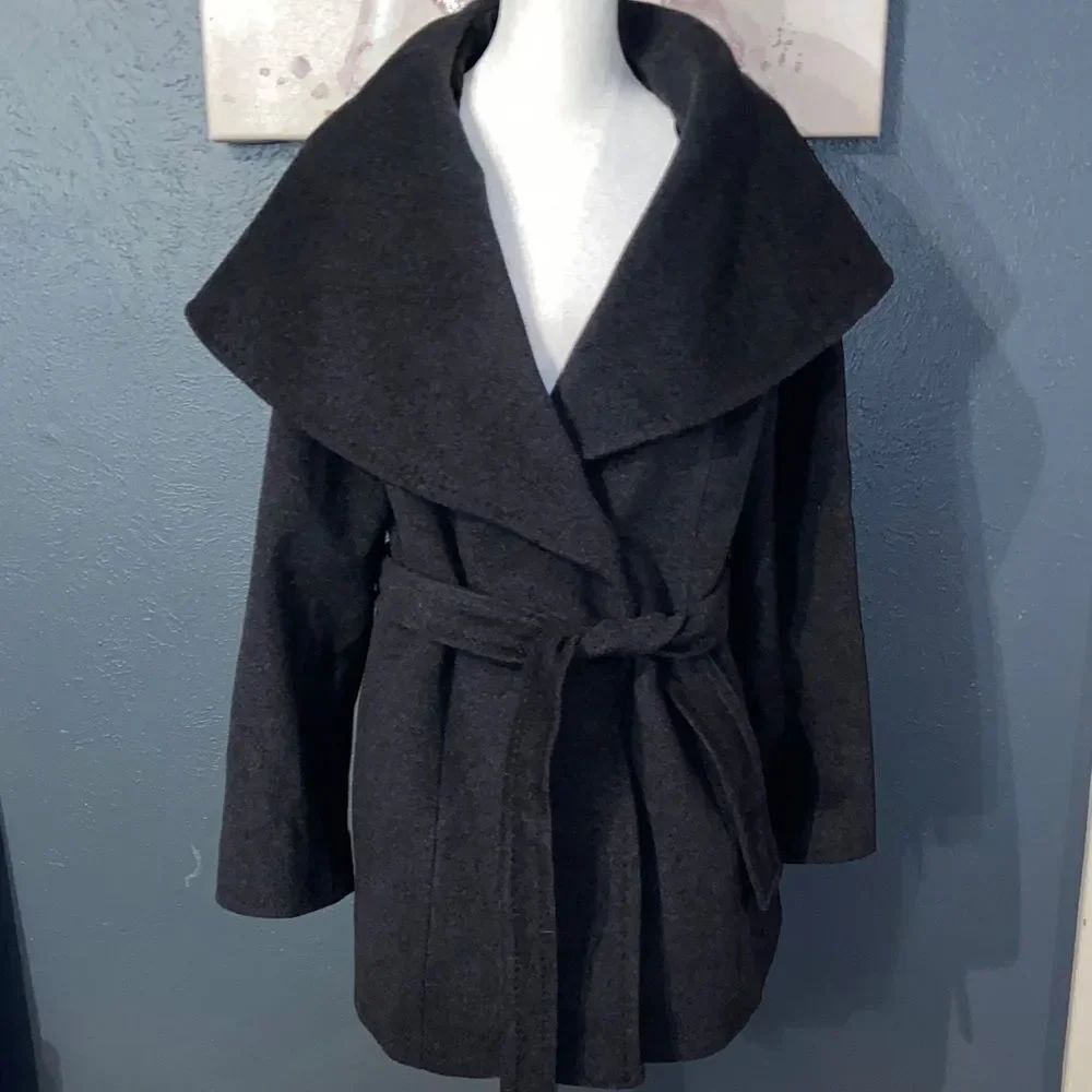 Ladies Cinzia Rocca Icons charcoal gray Women's cashmere wool blend Coat size 8